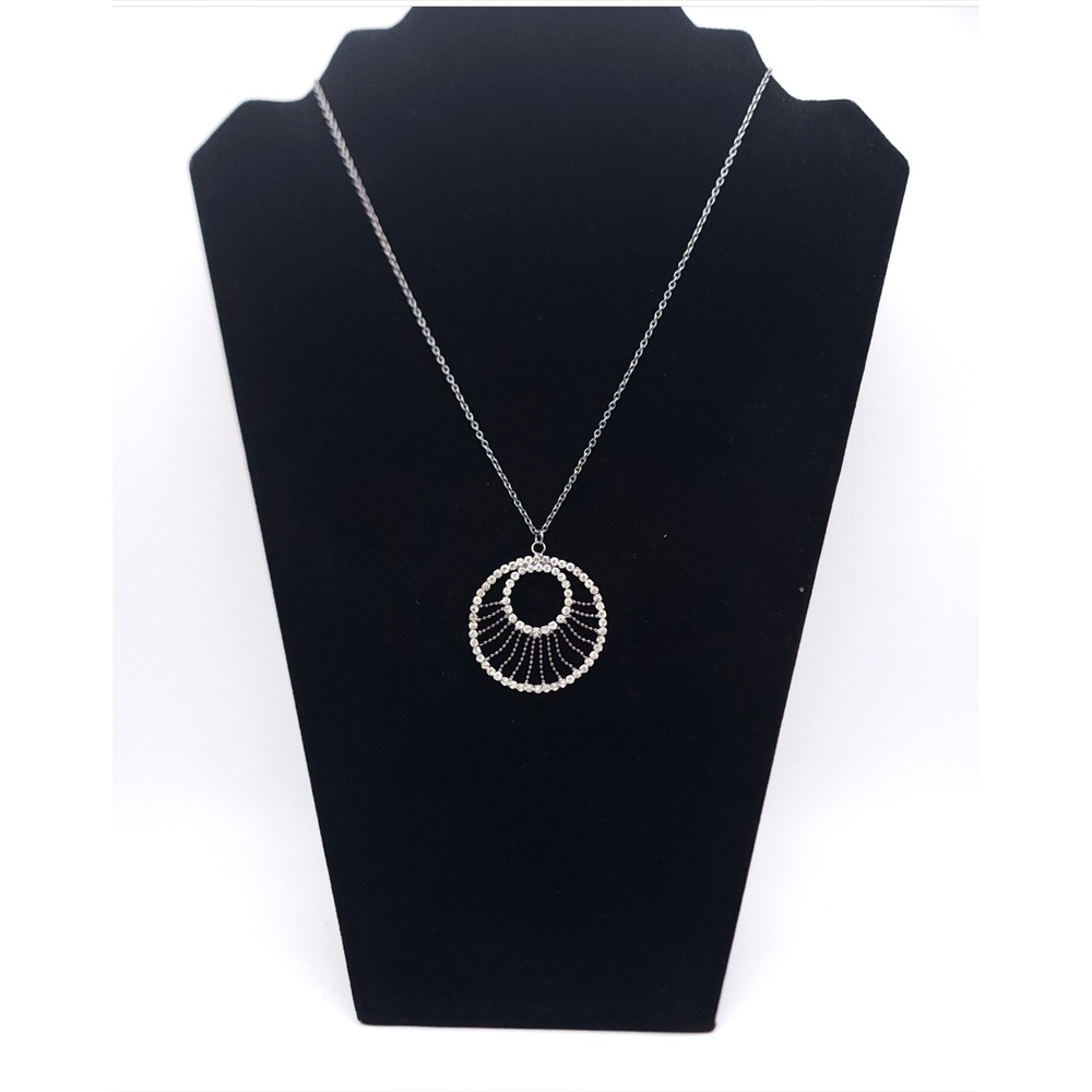Sofia by Sofia Vergara Gunmetal Rhinestone Sunburst Pendant Necklace 18-20in